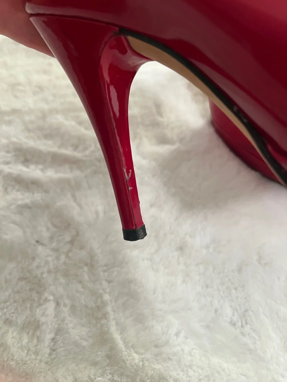 Stuart Weitzman Red Patent Peep-Toe Platform Pumps - Picture 13 of 14